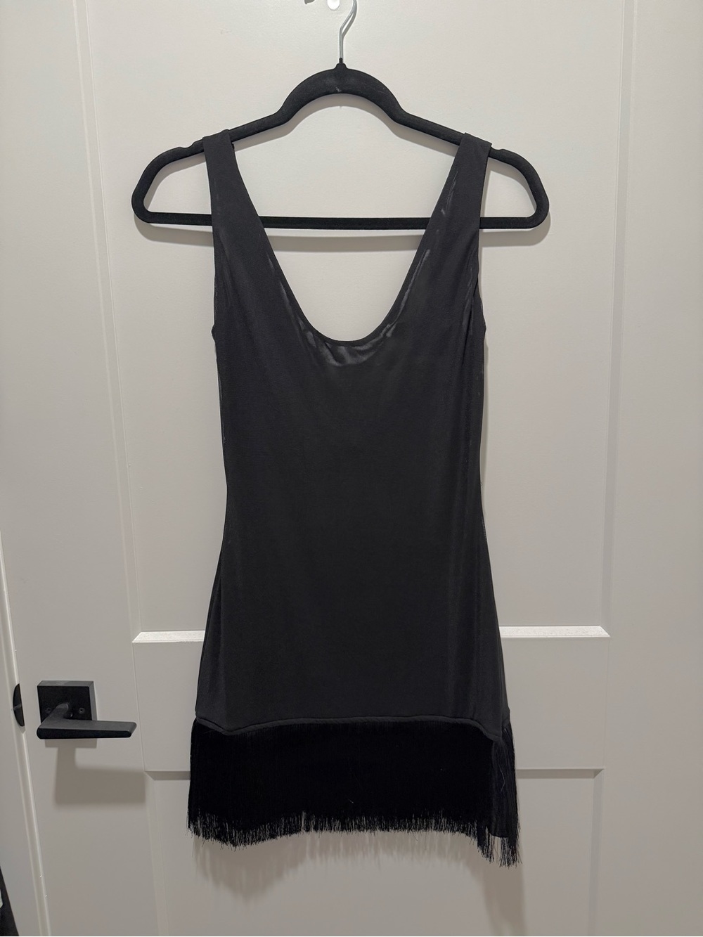 PrettyLittleThing Black Fringe Mini Dress